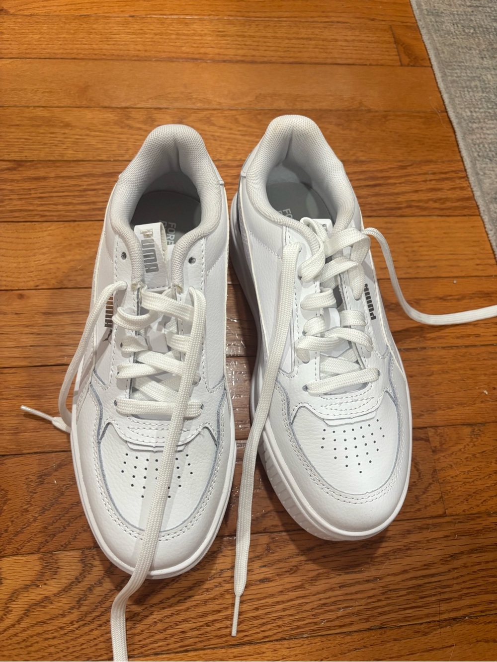 Puma White Kids' Low-Top Lace-Up Sneakers